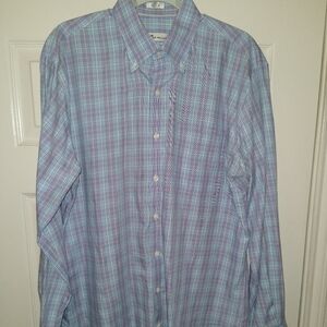 Peter Millar Plaid Cotton Long Sleeve Button Down Shirt Men's sz Large